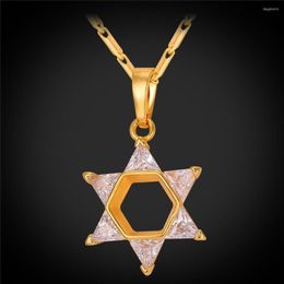 Pendant Necklaces Jewish Jewelry Crystal Star Of David Necklace & For Women Gold/Silver Colo Cubic Zirconia Gift P102