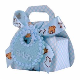 Gift Wrap 24/48pcs Bear Shape DIY Paper Wedding Gift Christening Party Favour Chocolate Cake Dragee Boxes Candy Box with Bib Tags Ribbons 220913