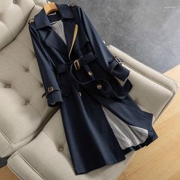 Women's Trench Coats Women's Hepburn Coat Long Spring 2022 High-end Fashion Temperament Female Windbreanker Plus Size M-4XL