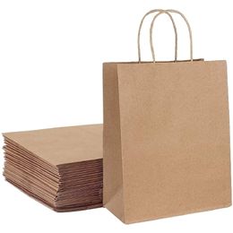 Gift Wrap 10-50PCS Kraft Bag Paper Gift Bags Reusable Grocery Shopping Bags for Packaging Craft Gifts Wedding Business Retail Party Bags 220913