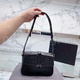 Light Luxury Messenger Bag Ladies Designer Shoulder Bag Fashion Wallet Simple Retro Crocodile Pattern Large Capacity