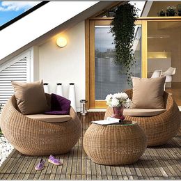 Camp Furniture Rattan Chair Three-Piece Balcony Sofa Courtyard Simple Coffee Table Combination Outdoor And B &