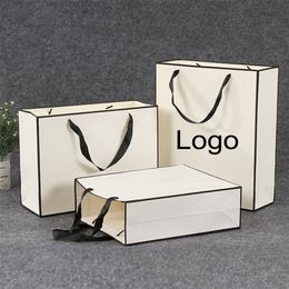 Gift Wrap 10 Pcs Custom Gift Paper Packing Bag Craft Packaging Personalization business Shopping Clothes package Kraft Bags Wedding 220913