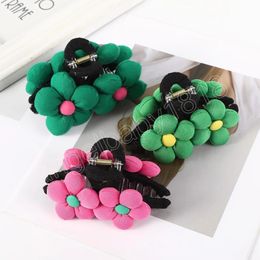 11cm Fabric Double Flower Hair Claws For Women Girls Makeup Styling Tool Barrette Hair Accessories