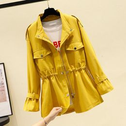 Women's Trench Coats Women's Short Windbreaker Coat 2022 Autumn Winter Korean Loose Stand Collar Tooling Jacket Ladies British Tops Y07