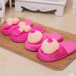 Slippers Fashion Breast Penis Pattern Women Men Cosy Soft Skidproof Indoor Slippers 220913