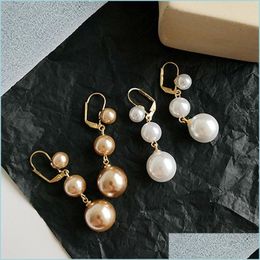 Charm Natural Long Baroque Pearl Earrings For Women 8-9Mm White Champagne Handmade 925 Sterling Sier Jewelry Party Gift Dr Carshop2006 Dhzfc