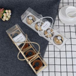 Gift Wrap 10Pcs Portable Transparent Cake Cupcake Roll Boxes With Handle PET Packaging Dessert Container Holder Party Packing Gift Box 220913