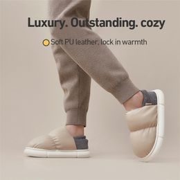 Slippers UTUNE Toast Winter Women Slippers Bread Shoes Outside Indoor Home Shoes Men PU Warm Plush Dual Purpose EVA Thick Sole Nonslip 220913