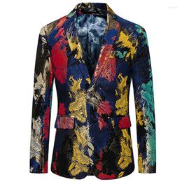 Men's Suits 2022 Fashion Men's Casual Boutique Business Holiday Flower Suit / Male Slim Floral Blazer Jacket Coat