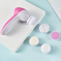 Makeup Brushes 5 In 1 Face Cleansing Brush Silicone Facial Electric Wash Machine Deep Cleaning Pore Skin Care Massage Set