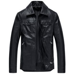 Men's Leather Faux Black Motorcycle leather jackets trend Slim Korean men's thin style autumn motorcycle personality 220913