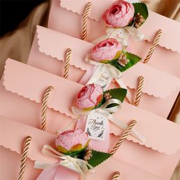 Gift Wrap 10pcs Wedding Tote Gift Bag Packaging FOR Favours Birthday Party Supplie Brand Paper Hand Bags 220913