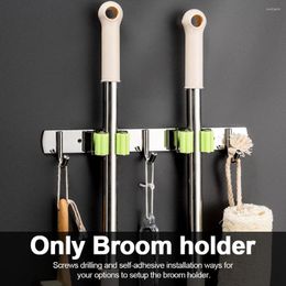 Hooks Adjust Automatically Stainless Steel Wall Mount Heavy Duty Clip Broom Holder Storage Mop Organiser Hanger Bathroom Save Space