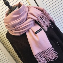 Scarves Women Solid Colour Cashmere With Tassel Lady Winter Autumn Long Scarf Thinker Warm Female Shawl Men 220913