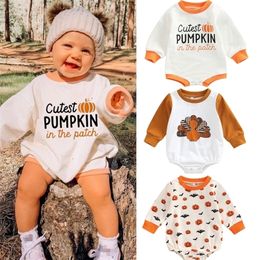 Rompers FOCUSNORM 024M Halloween Lovely Baby Girls Boys Sweatshirt Jumpsuit Letter pumpkin Printed Long Sleeve Romper Outwear 220913