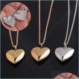 Pendant Necklaces Romantic Heart Shaped Friend Picture Frame Locket Pendant Necklace Stainless Steel Love Jewellery Couple Dhseller2010 Dhllz