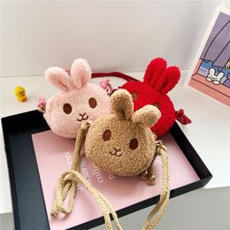 Winter Plush Cartoon Children Crossbody Bag Cute Little Rabbit Baby Girls Coin Purse Handbags Fashion Kids Small Shoulder Bags