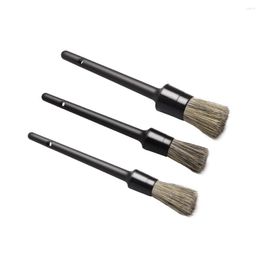 Car Sponge 3Pcs Natural Boar Hair Detailing Brush Set Soft Bristle Cleaning Kits Tire Wheel Wash Exterior Accessories