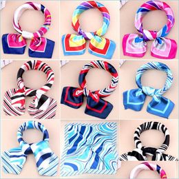 Scarves High-Quality Fashion Printing Small Scarf Or Kerchief Stewardess Professional Etiquette Imitation Geometric Pattern Sexyhanz Dhdrj