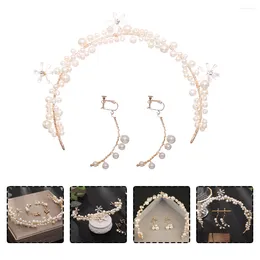 Bandanas Wedding Headband Earrings Pearl Bridal Jewelled Hair Crytsal Headdress Po Bands Headpieces Headpiece Woman Hoops Flower Drop