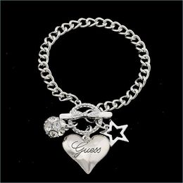 Bracelets de charme 925 Sier Fashion Star Heart Charms Love Bracelet Jewelry Pendant Classic Stylish For Women Girls Drop Deli Bdejewelry DHQW4