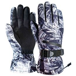 Winter Snowboard Ski PU Leather Non-slip Touch Screen Waterproof Motorcycle Cycling Fleece Warm Snow Gloves Unisex 0909