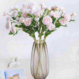 Faux Floral Greenery 12Pcs Artificial Flower Silk Tea Rose 68Cm Real Touch Fake Plant Bouquet For Home Yarn Wedding Decoration Accessories J220906