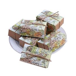 Gift Wrap 50 Pcs Around the World Map Favour Boxes Vintage Kraft Favour Box Candy Gift bag for Travel Theme Party Wedding Birthday Bridal Sh 220913