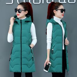 Women's Vests Winter Jacket Women ParkasHooded Warm Long Vest Coat Jacket Female Cotton Padded Parka Feminina chalecos Plus Size P952 220913