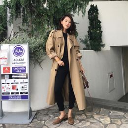 Women's Trench Coats Women's 2022 Fashion Solid Spring Autum Coat Full Sleeve Turn-down Collar Double Breasted Casual Loose Outerwear