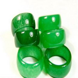 -1pc verde 100% Natural Grade A Jade Jadeite Ring Wide 9mm-10mm202k