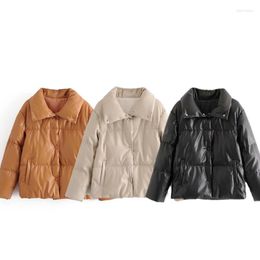 Giacche da donna Donna femminile giacca in pelle sciolta marrone vintage 2022 Autunno Fashi