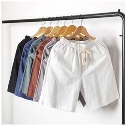 Men's Shorts Men's Solid Colours Drawstring Cotton Linen Loose Beach Summer Pants