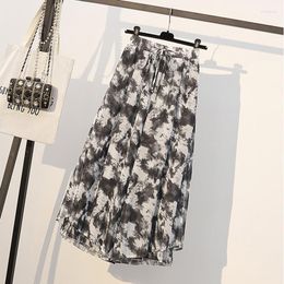 Women's Pants Women's & Capris Women Summer Pant Wide Leg Loose Elastic Waist Tie Dye Chiffon Ankle-length Trouser Skirt Comfortable