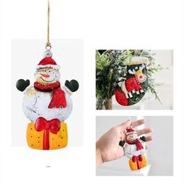 2022 Hot-Selling Handmålad julgrandekoration hänge Santa Claus Snowman Elk Metal Room Decor målade hängsmycken inventering grossist