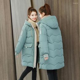 Women's Trench Coats Fashion Down Cotton Jacket Coat 2022 Winter Parkas Hooded Ladies Outerwear Warm Thicken Long Jackets Casual Student