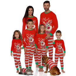 Family Matching Outfits Christmas Family Pajamas Set Mom Dad Kids Baby Dog Matching Outfits Years Costumes Elk Pattern Xmas Look Sleepwear Pjs 220913