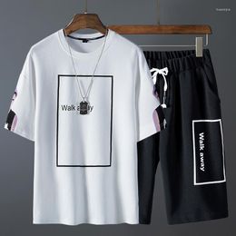 Men's Tracksuits Loose Short Sleeve Shorts Sets Men Summer Casual 2 Piece Set Youth Fashion Sports Hip Hop Size M-3XL