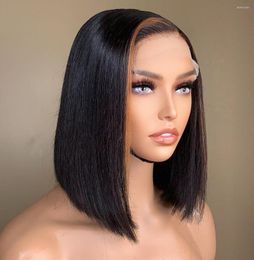 Highlight Ombre Short Bob T Part Lace Wig Bone Straight 5X1 8-16Inches Brazilian Human Hair Wigs For Black Women Remy