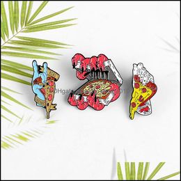 Pins Brooches Enamel Brooch Pin Pizza Zombie Party Hand Shirt Lapel Bag Badge Brooches Jewellery 1464 E3 Drop Delivery 2021 Dhseller201 Dhmhf