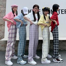 Women's Pants Women's & Capris Harajuku Plaid Women Trousers 2022 Streetwear Autumn Casual Plus Size Korean Wide Leg Vintage Sweet