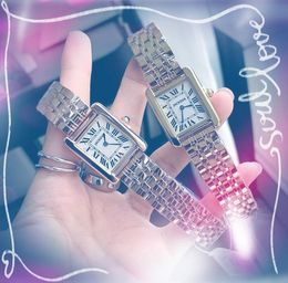 Fashion Women Square Roman Dial Watch 31mm Iced Out Fine Stainless Steel Quartz Movement Female Gift Bling Rose Gold Silver Ladies Dress Wristwatches Montre De Luxe