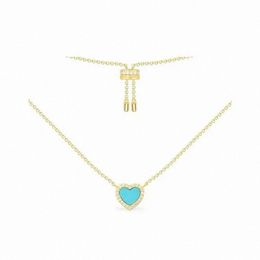 Blue love pendant gold ladies collarbone necklace European and American light luxury marine wind necklace with box AC5795XTUY w79A#