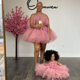 Family Matching Outfits Puffy Short Dresses Birthday Pography Shoot Tulle Mother Kids Formal Dress Gowns For Party 220915