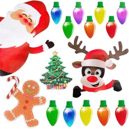 Christmas Decorations Christmas Car Refrigerator Decorations Reflective Bulb Light Santa Reindeer Tree Magnet Accessories Set Xmas Holiday Cute Decor 220914