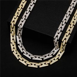 10mm 18inch/22inch Bling Chains Gold Colour Micro Setting CZ Stone Chain Necklace Bracelet for Men Punk Jewellery Heavy Chains