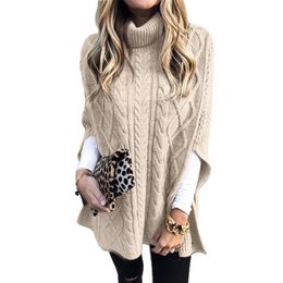 Women's Knits Tees Sweater Women Autumn Sweater Turtle Neck Twist Braid Knitted Shawl Sweater Pullover 220914