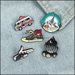Pins Brooches Vintage Bus Fire Shoes Enamel Brooches Pin Women Dress Shirt Demin Metal Brooch Pins Badges Promotion Gift 6146 Q2 Dro Dh1He