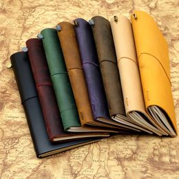 Notepads Handmade Genuine Leather Traveler's Notebook Travel Diary Journal Vintage Cowhide Defective L Size TN Diary 220914